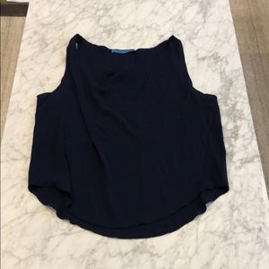 Alice + Olivia Navy Silk Top